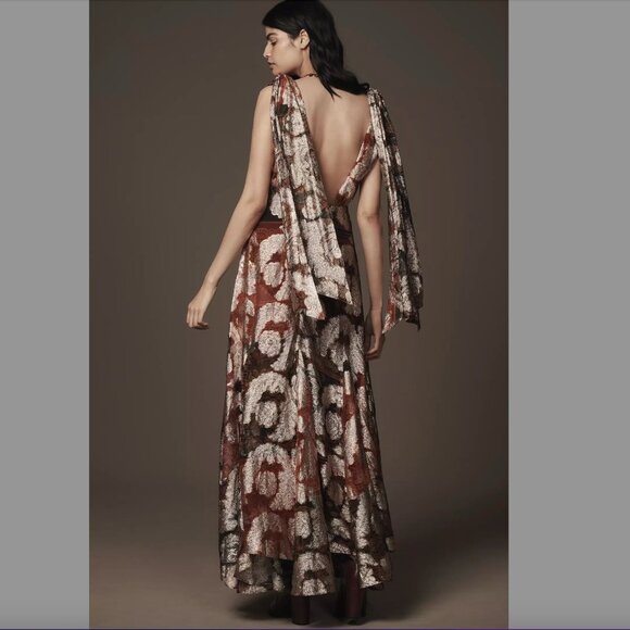 FARM Rio Metallic Plunging V-neck Maxi Dress, Red/Gold/Black, Size XL, NWT 🇧🇷 - Picture 9 of 16